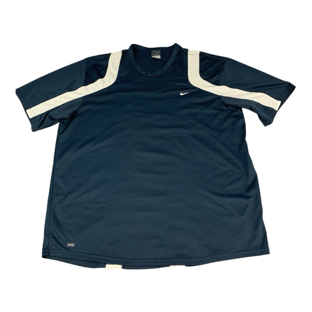 Nike Dri Fit Navy Blue w/ White Trim Tennis Athletic Shirt, Men’s Size XL